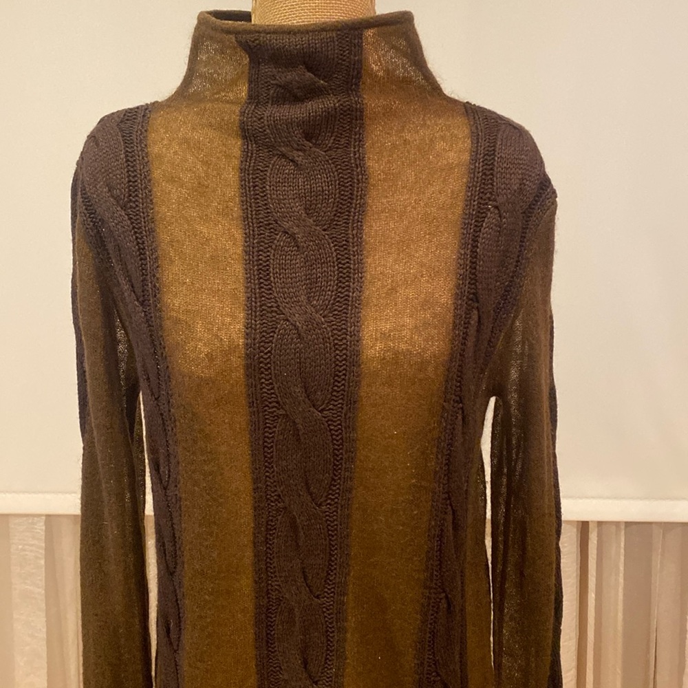 MICOLL Fabulous Brown sweater, unique combination of fabrics, made in Italy, M